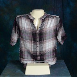 French connection denim plaid cotton flannel shirt dress size 0